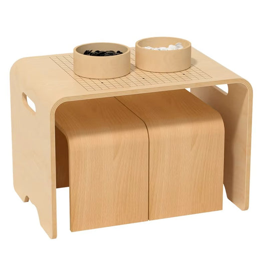 New Children's Preschool Wooden Furniture Set – Multi-functional Chess Board Activity Table & Chair Set