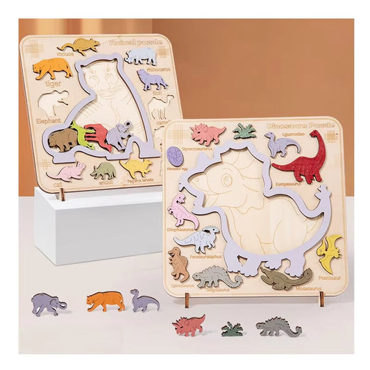 Free Custom Kids' Wooden 3D Puzzle – Jigsaw Toy, Cartoon Animal & 3D Dinosaur, for Toddlers
