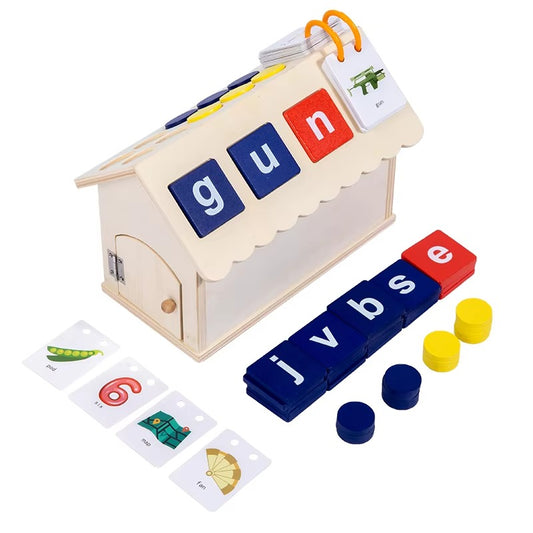 Montessori Busy House – Early Educational, Math & Alphabet Learning, Wooden Spelling Toy for Kids
