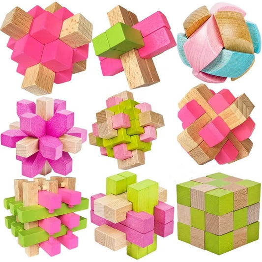Intelligence Magic Cube & Luban Lock – Wooden Brain Teaser Puzzles, Educational