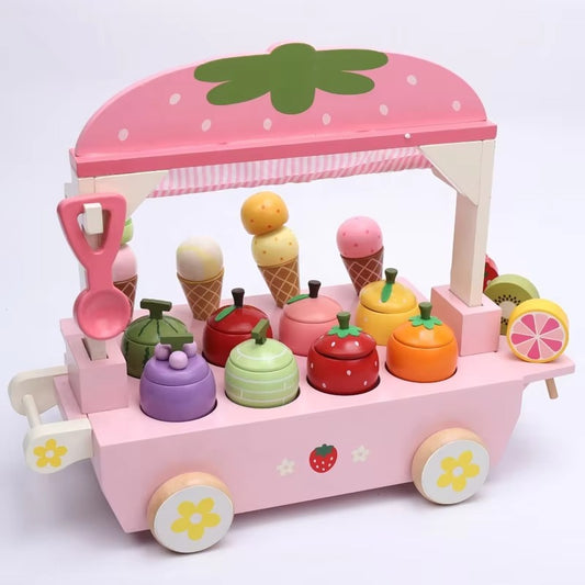 Pretend Play Magnetic Ice Cream Toy – Colorful Wooden Kitchen Toy
