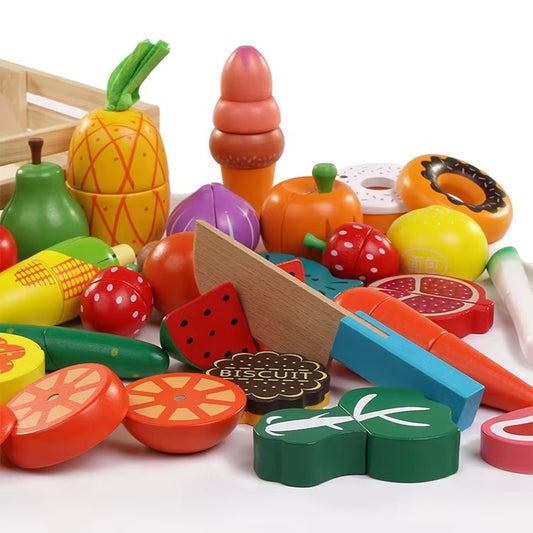 Custom Kids Kitchen Pretend Food Toys – Cutting Fruits & Vegetables Set