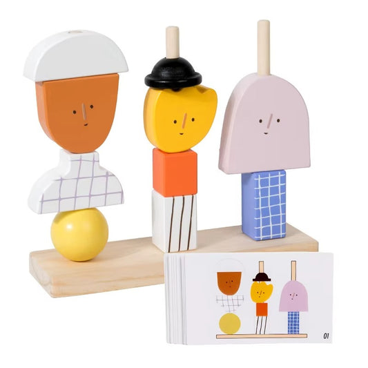 Wooden Creative Character Column Blocks – Montessori Educational Stacking Toy for Kids