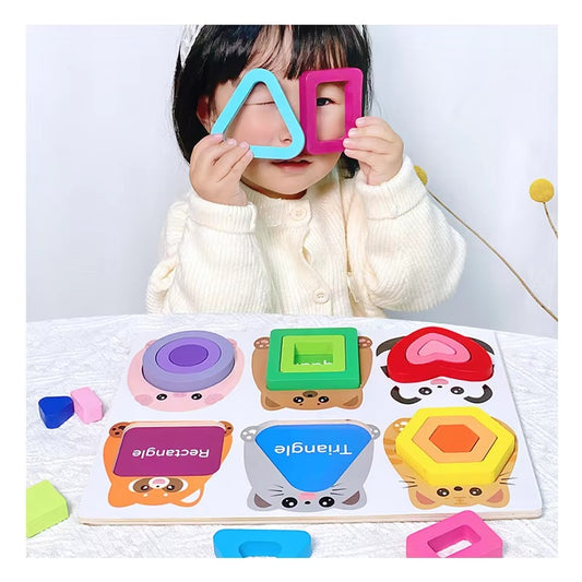 Montessori Wooden Geometric Puzzles – Unisex, DIY, Educational, Preschool Toy for Babies