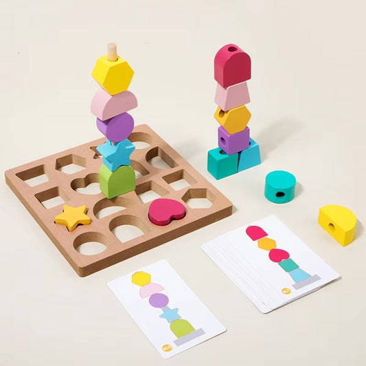 3-in-1 Montessori Shape Game – CPC CE, Wooden, Educational for Kids