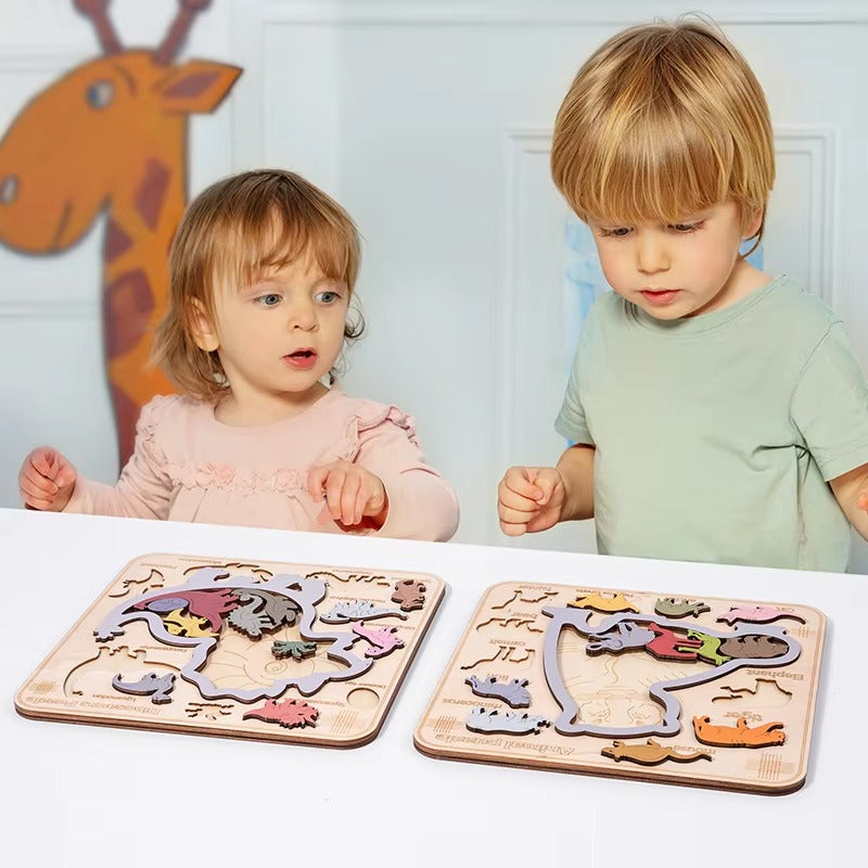 Free Custom Kids' Wooden 3D Puzzle – Jigsaw Toy, Cartoon Animal & 3D Dinosaur, for Toddlers