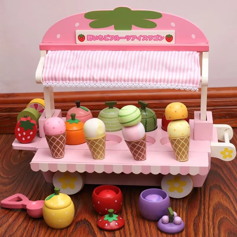 Pretend Play Magnetic Ice Cream Toy – Colorful Wooden Kitchen Toy