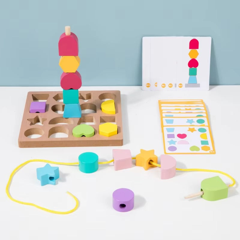 3-in-1 Montessori Shape Game – CPC CE, Wooden, Educational for Kids