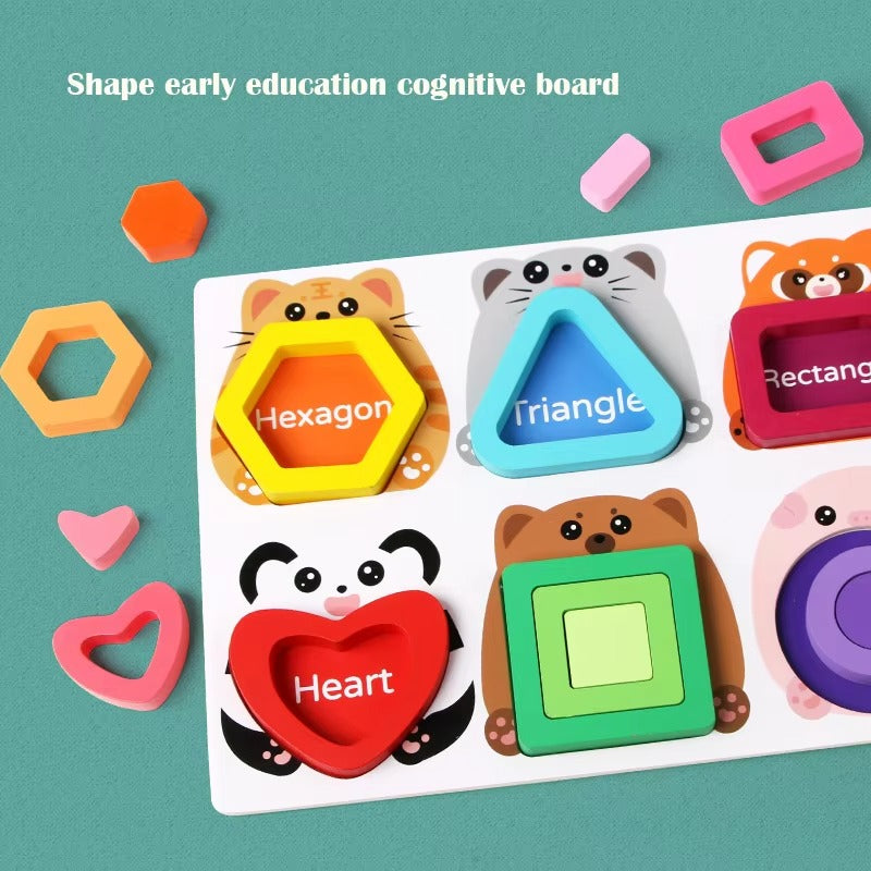 Montessori Wooden Geometric Puzzles – Unisex, DIY, Educational, Preschool Toy for Babies