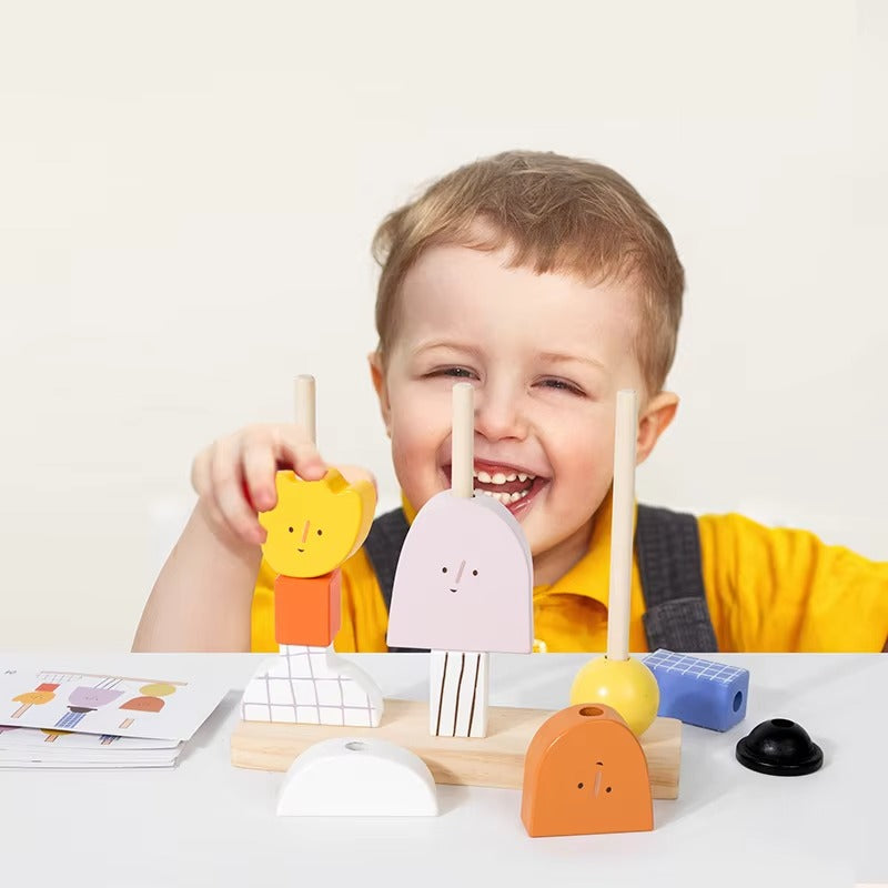 Wooden Creative Character Column Blocks – Montessori Educational Stacking Toy for Kids