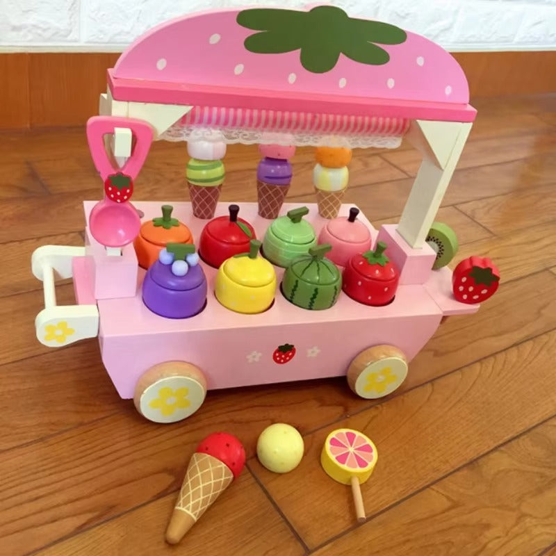 Pretend Play Magnetic Ice Cream Toy – Colorful Wooden Kitchen Toy