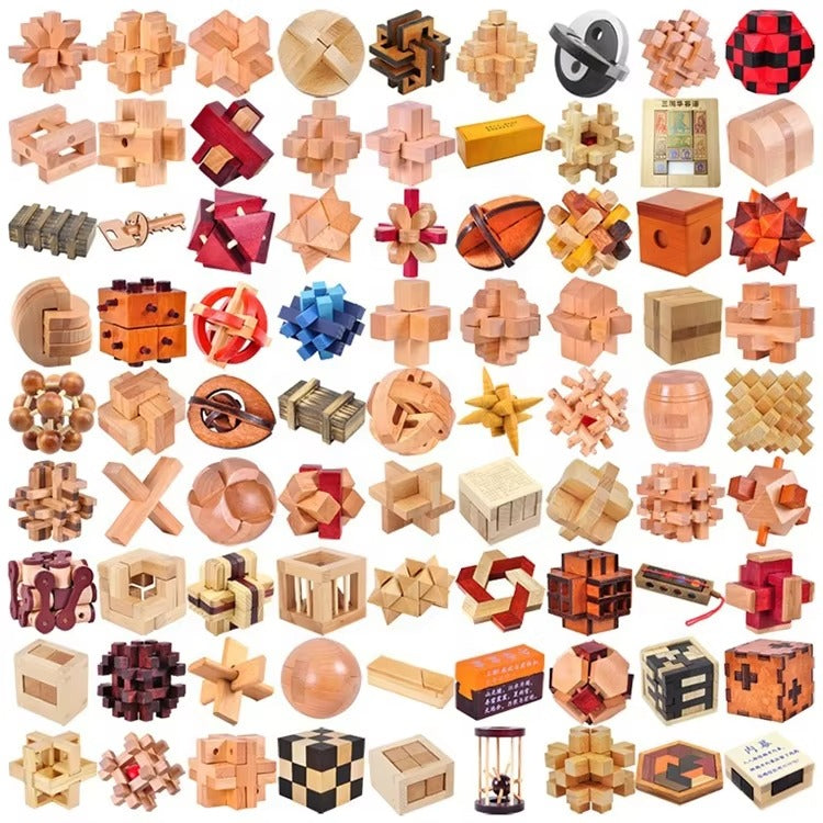 Intelligence Magic Cube & Luban Lock – Wooden Brain Teaser Puzzles, Educational