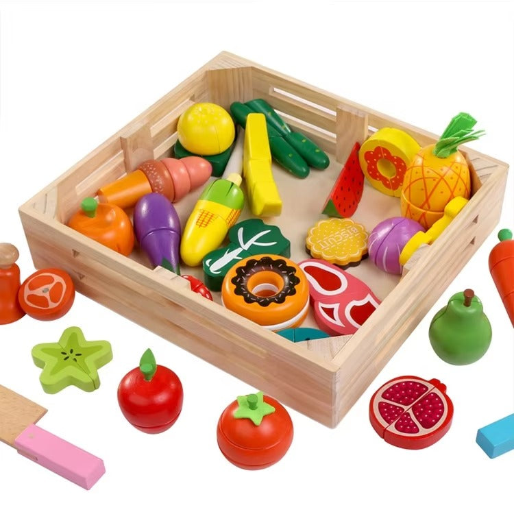 Custom Kids Kitchen Pretend Food Toys – Cutting Fruits & Vegetables Set