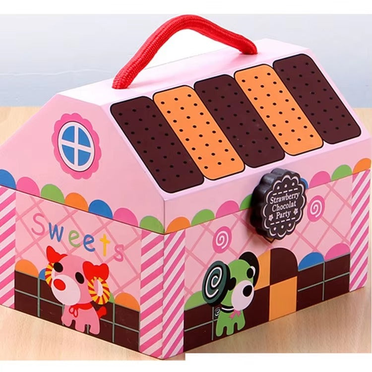 Western Afternoon Tea Wooden Kitchen Set – Kids Role Play, Pretend Vegetables Basket Toy