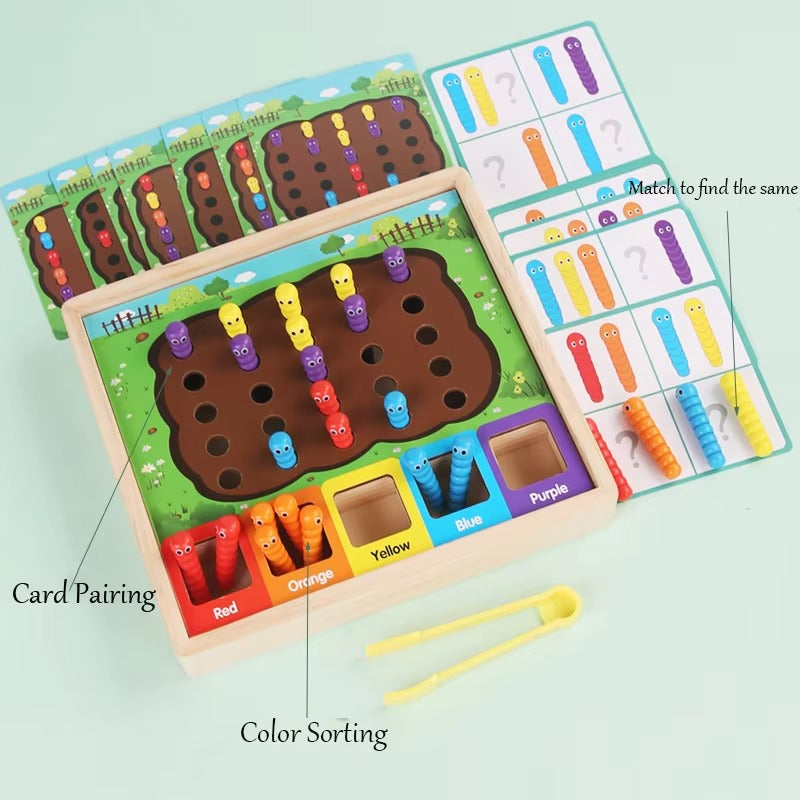 Wooden Insect Catching Game – Educational, Fine Motor Development, Color Matching, CPC CE, for Toddlers