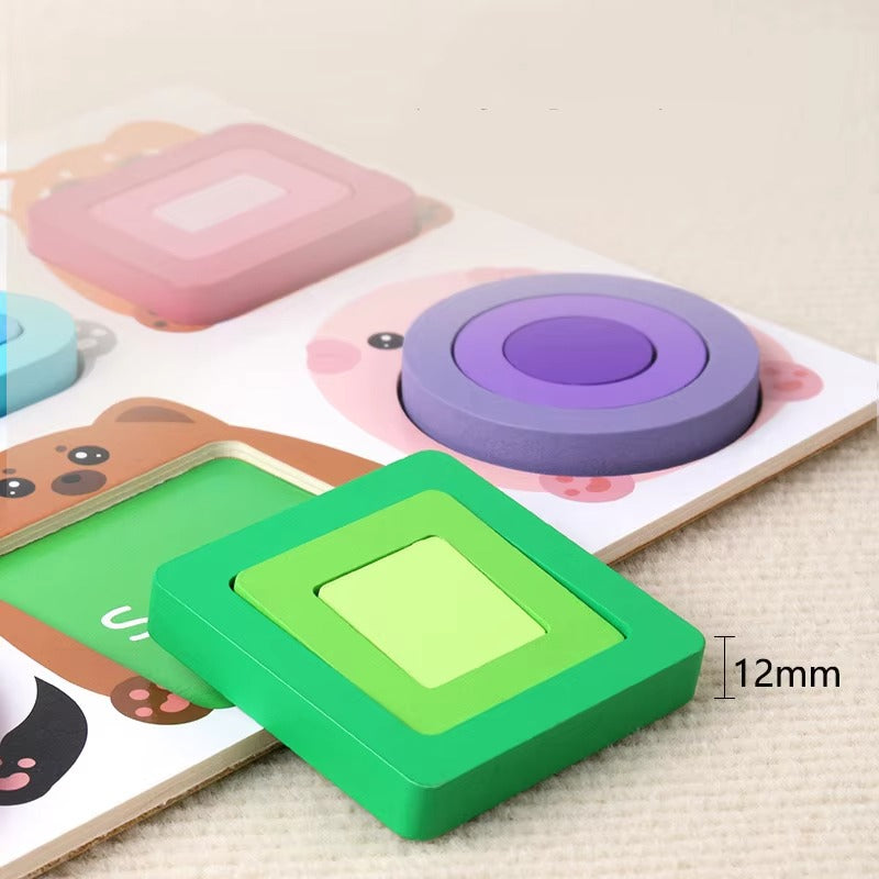 Montessori Wooden Geometric Puzzles – Unisex, DIY, Educational, Preschool Toy for Babies