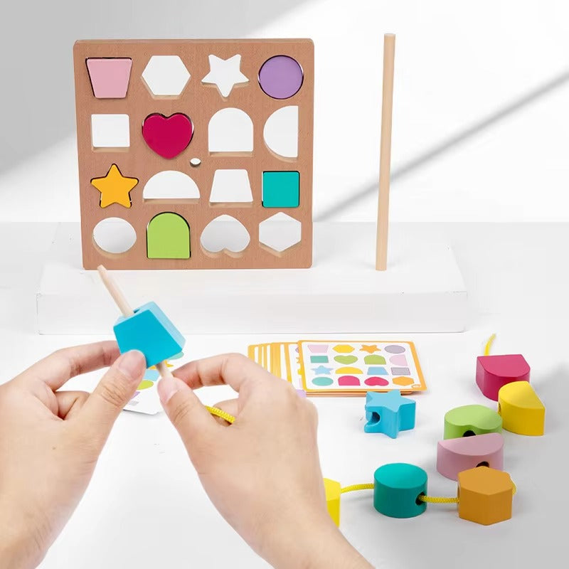 3-in-1 Montessori Shape Game – CPC CE, Wooden, Educational for Kids