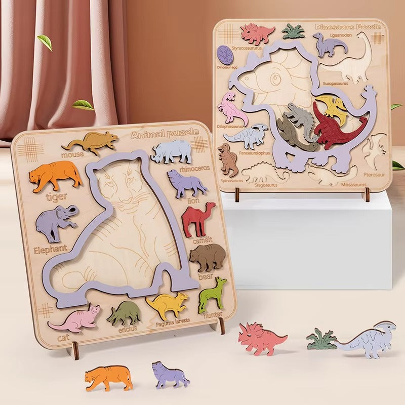 Free Custom Kids' Wooden 3D Puzzle – Jigsaw Toy, Cartoon Animal & 3D Dinosaur, for Toddlers