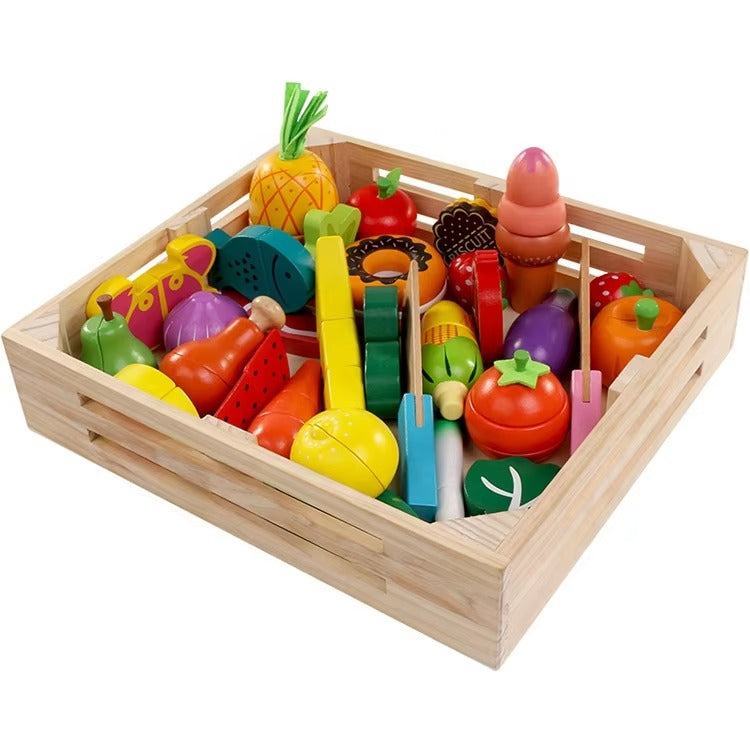 Custom Kids Kitchen Pretend Food Toys – Cutting Fruits & Vegetables Set