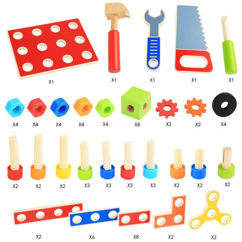 Wooden Toolbox Pretend Play Set – Montessori, Educational, Repair Simulation