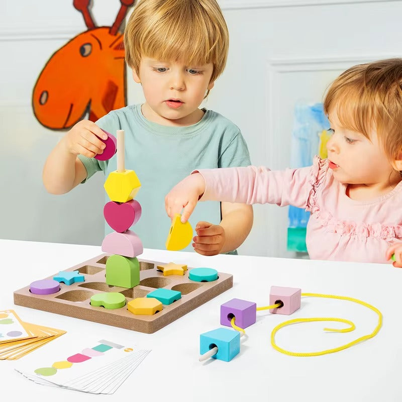 3-in-1 Montessori Shape Game – CPC CE, Wooden, Educational for Kids