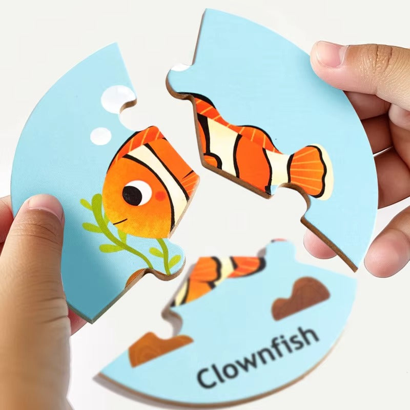 Children's Educational Wooden Puzzle – 36pcs, Forest & Marine Animal Cognitive, Circular Puzzle Game