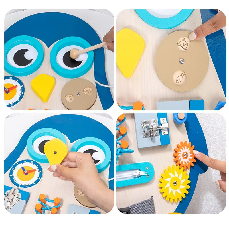 Wooden Sensory Montessori Busy Board – Activity, Educational, for Toddlers, Babies & Kids