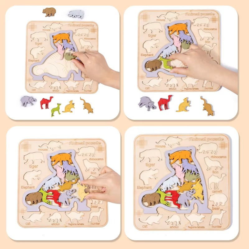 Free Custom Kids' Wooden 3D Puzzle – Jigsaw Toy, Cartoon Animal & 3D Dinosaur, for Toddlers