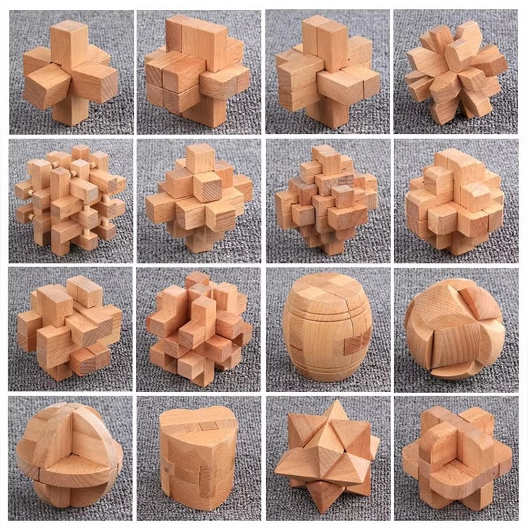 Intelligence Magic Cube & Luban Lock – Wooden Brain Teaser Puzzles, Educational