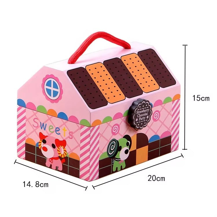 Western Afternoon Tea Wooden Kitchen Set – Kids Role Play, Pretend Vegetables Basket Toy