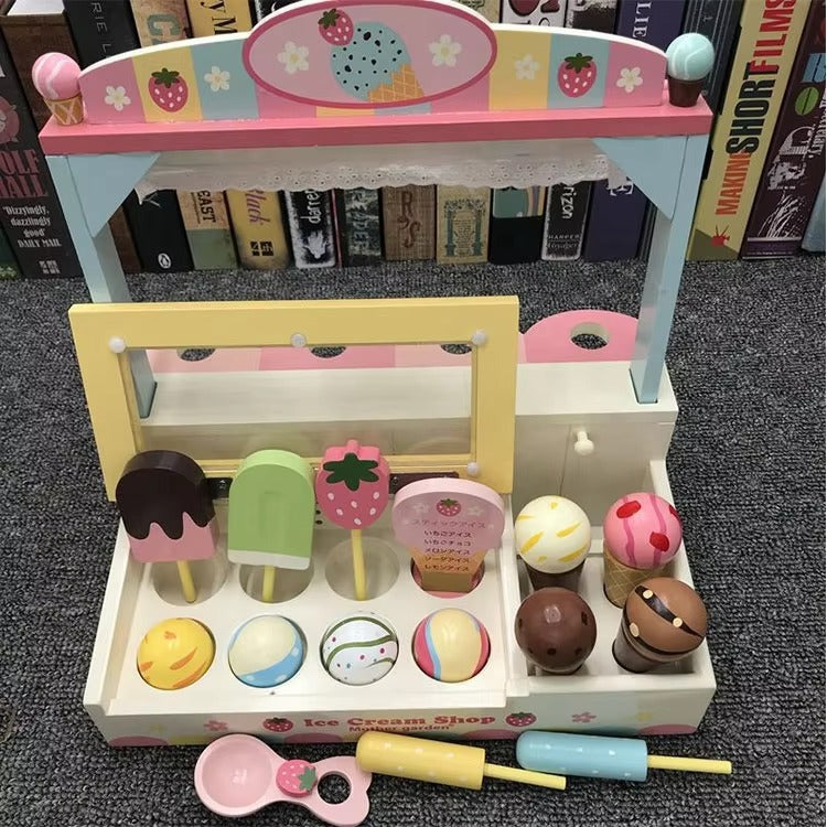 Pretend Play Magnetic Ice Cream Toy – Colorful Wooden Kitchen Toy