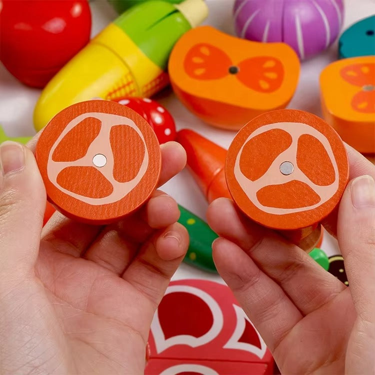 Custom Kids Kitchen Pretend Food Toys – Cutting Fruits & Vegetables Set