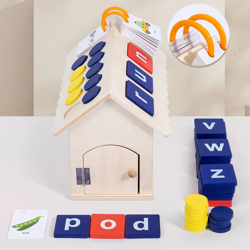 Montessori Busy House – Early Educational, Math & Alphabet Learning, Wooden Spelling Toy for Kids