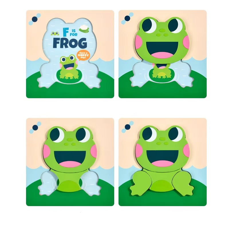 Free Custom Kids' Wooden 3D Puzzle – Cartoon Animal Design, Jigsaw Toy for Toddlers & Children