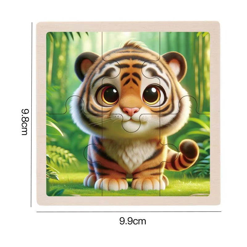 Kids' Wooden Jigsaw Puzzle – Educational, Cartoon Animal Design, for Boys & Girls