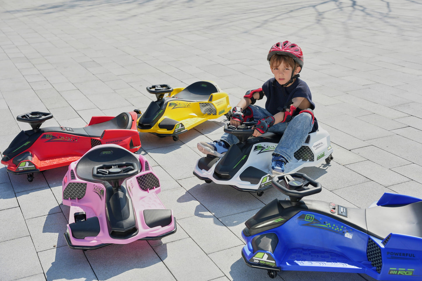 SX2218 Electric Children's Car – Toys for Kids/Babies, Battery-Powered, Plastic, Red/White/Blue Colors