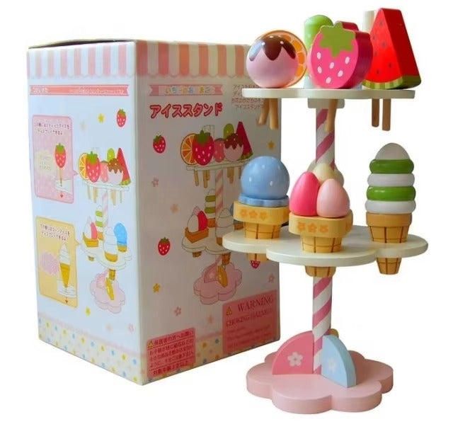 Pretend Play Magnetic Ice Cream Toy – Colorful Wooden Kitchen Toy