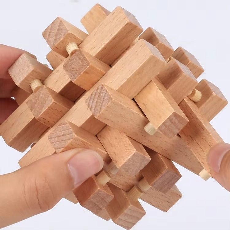 Intelligence Magic Cube & Luban Lock – Wooden Brain Teaser Puzzles, Educational