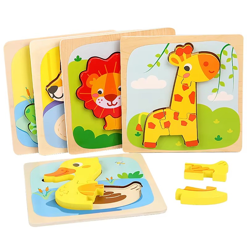 Cartoon Animal 3D Jigsaw – Montessori Wooden Toy, EN71 Certified, for Toddlers