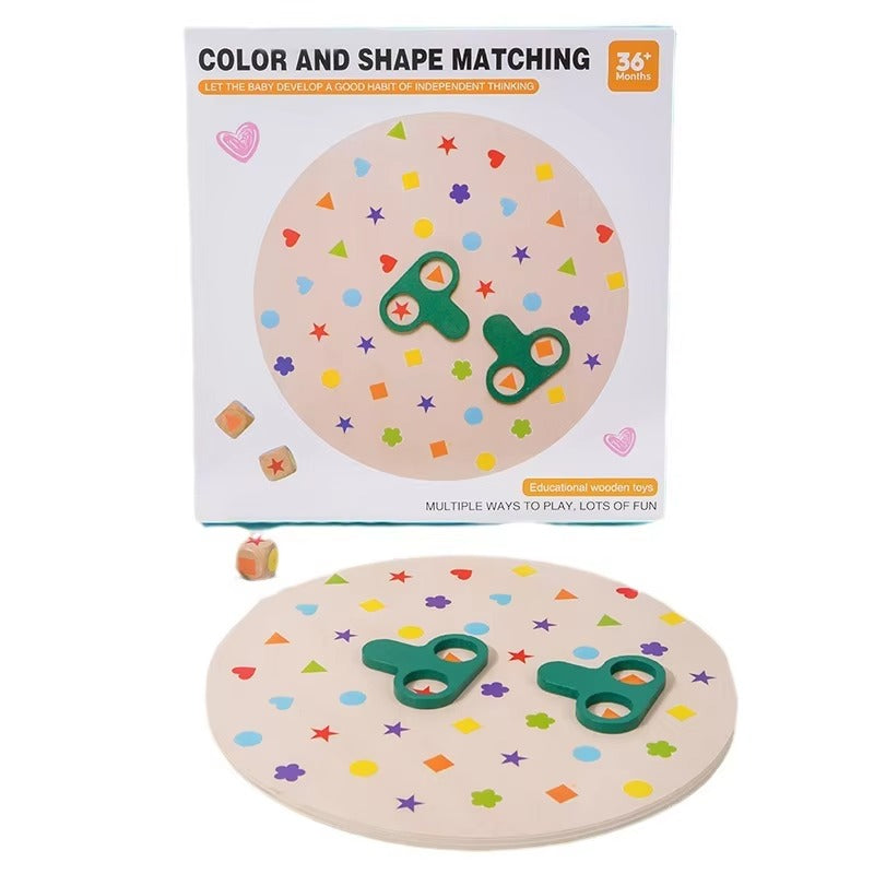 Wooden Early Educational Toys – Color & Geometric Shape Matching Board Game for Kids